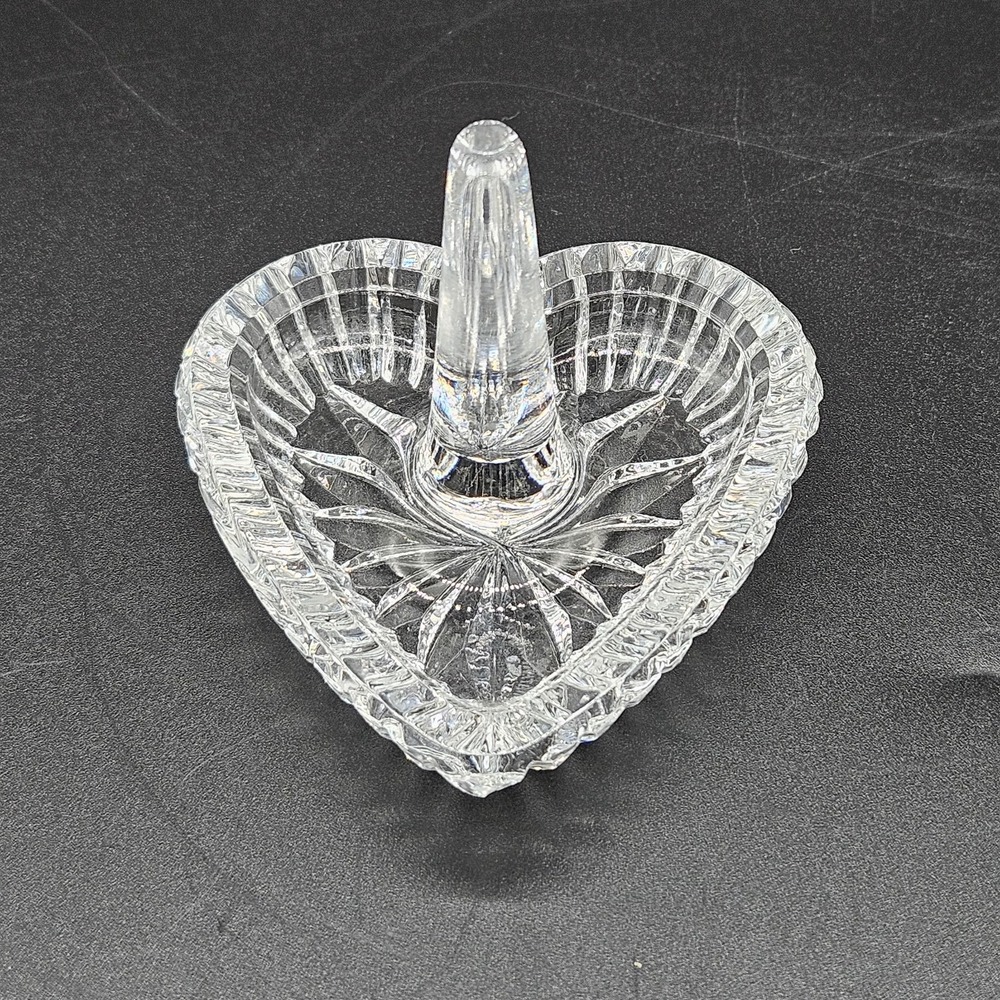 Marquis Waterford Crystal Heart Shaped Ring Jewelry Holder Trinket Dish Signed